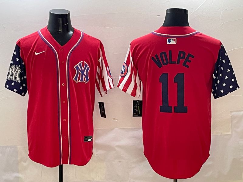Men New York Yankees 11 Volpe Red a generation of national flags Jointly Name 2025 Nike MLB Jersey style 6